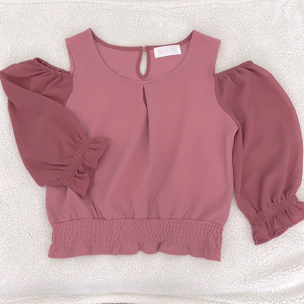 Crop top with sheer sleeves- Japanese Brand ABC Une Face